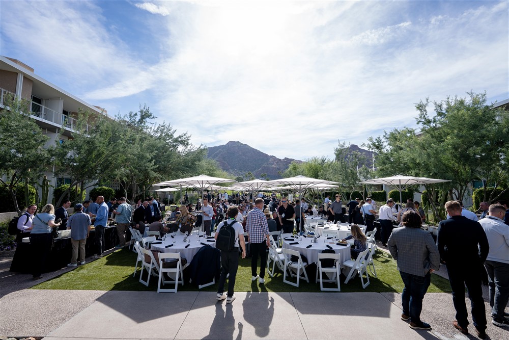 Evening reception with attendees connecting